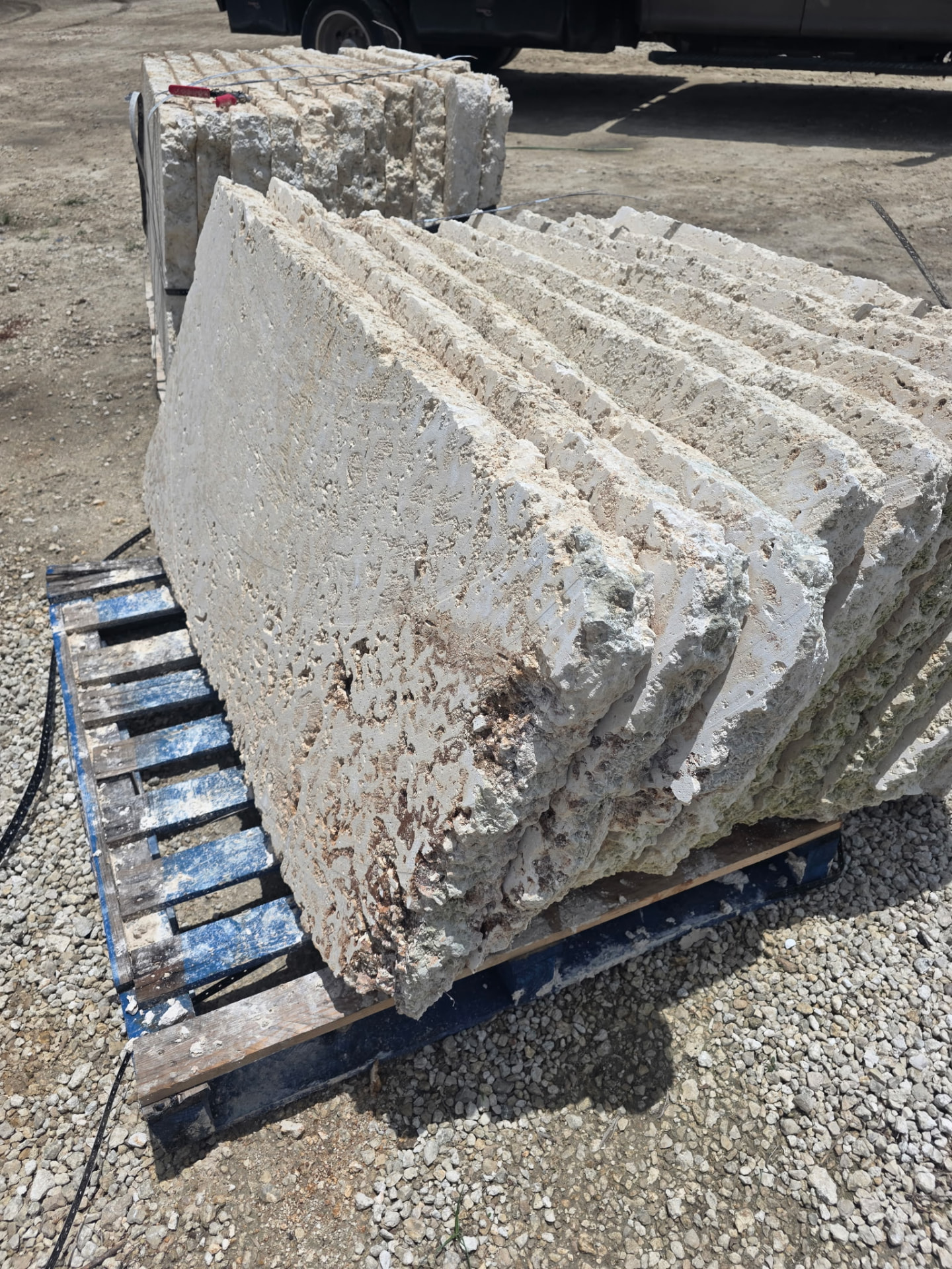 Stone stacked on a pallet at the Rock Yard